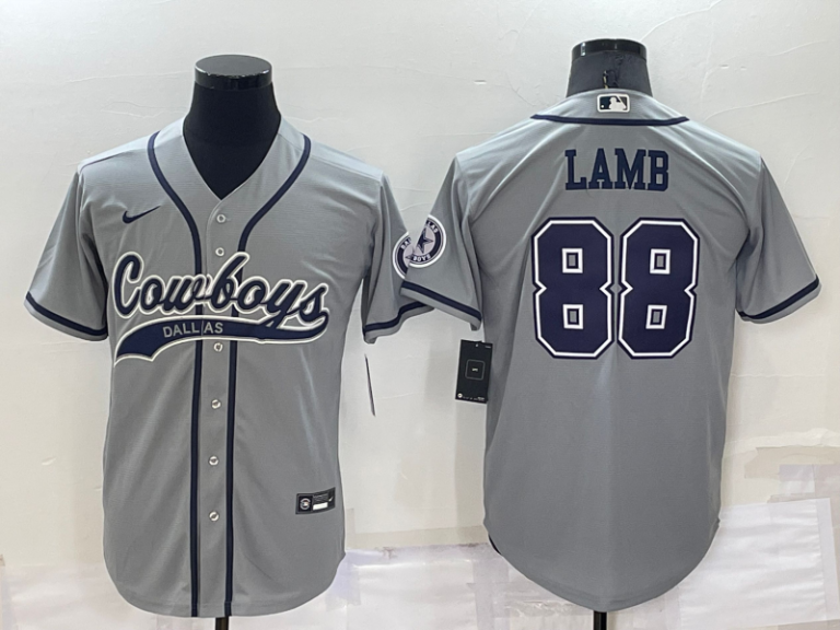Men Dallas Cowboys #88 CeeDee Lamb Grey Stitched Cool Base Baseball Jersey