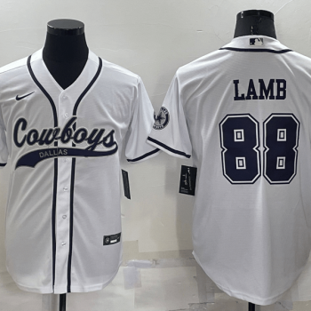 Men Dallas Cowboys #88 CeeDee Lamb White Stitched Cool Base Baseball Jersey