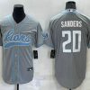 Men Detroit Lions #20 Barry Sanders Grey Stitched MLB Cool Base Baseball Jersey