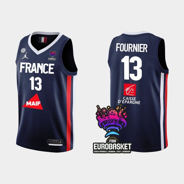 Men FIBA Eurobasket 2022 France Evan Fournier Navy Jersey