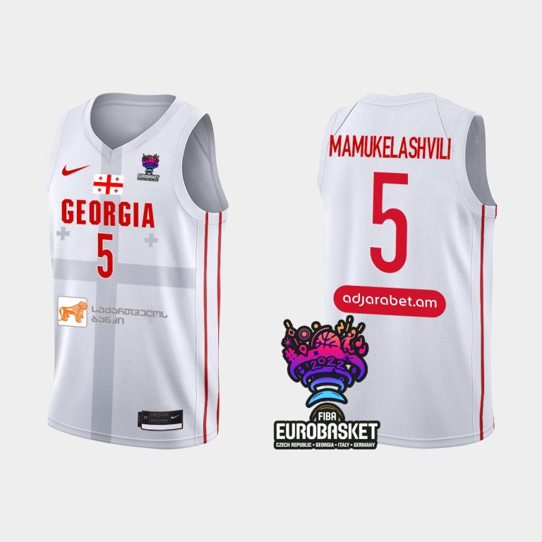 Men FIBA Eurobasket 2022 Georgia Alexander Mamukelashvili White Jersey