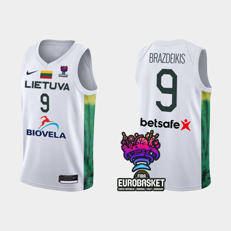 Men FIBA Eurobasket 2022 Lithuania Ignas Brazdeikis White Jersey