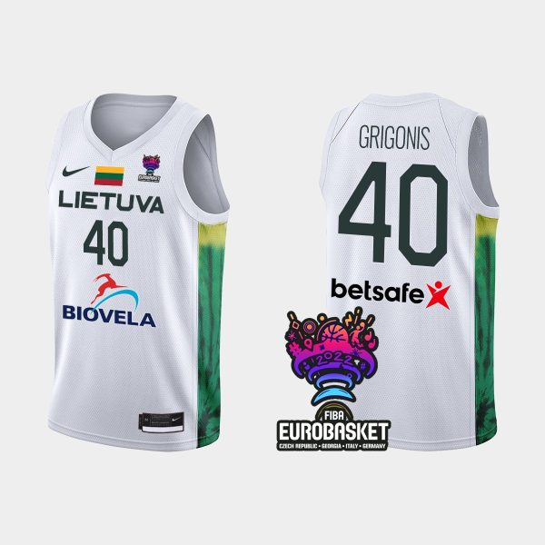 Men FIBA Eurobasket 2022 Lithuania Marius Grigonis White Jersey