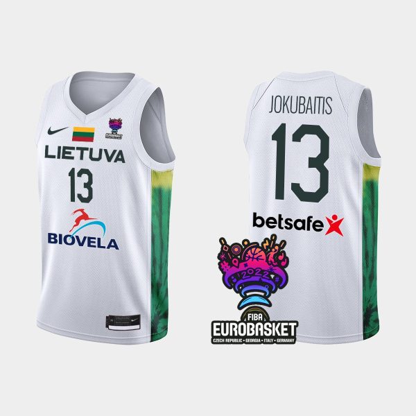 Men FIBA Eurobasket 2022 Lithuania Rokas Jokubaitis White Jersey