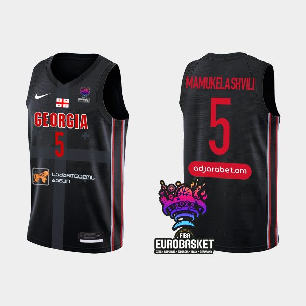 Men Georgia FIBA Eurobasket 2022 Alexander Mamukelashvili Black Jersey