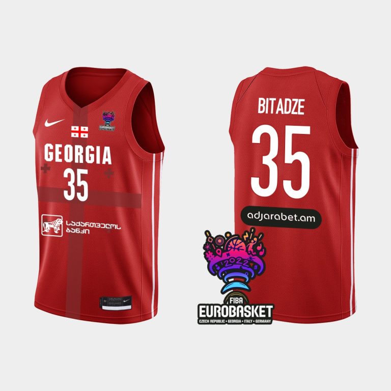 Men Georgia FIBA Eurobasket 2022 Goga Bitadze Red Jersey