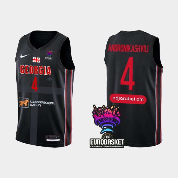 Men Georgia FIBA Eurobasket 2022 Rati Andronikashvili Black Jersey