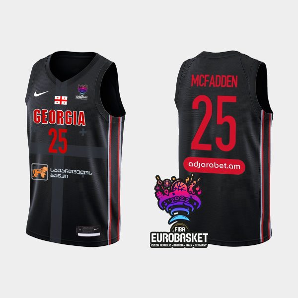 Men Georgia FIBA Eurobasket 2022 Thaddus Mcfadden Black Jersey