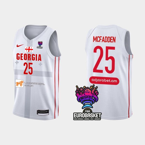 Men Georgia FIBA Eurobasket 2022 Thaddus Mcfadden White Jersey
