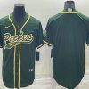 Men Green Bay Packers Blank Green Stitched MLB Cool Base Baseball Jersey