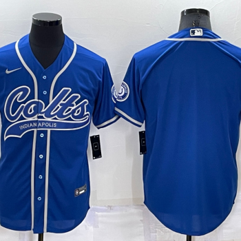 Men Indianapolis Colts Blank Blue Stitched MLB Cool Base Baseball Jersey