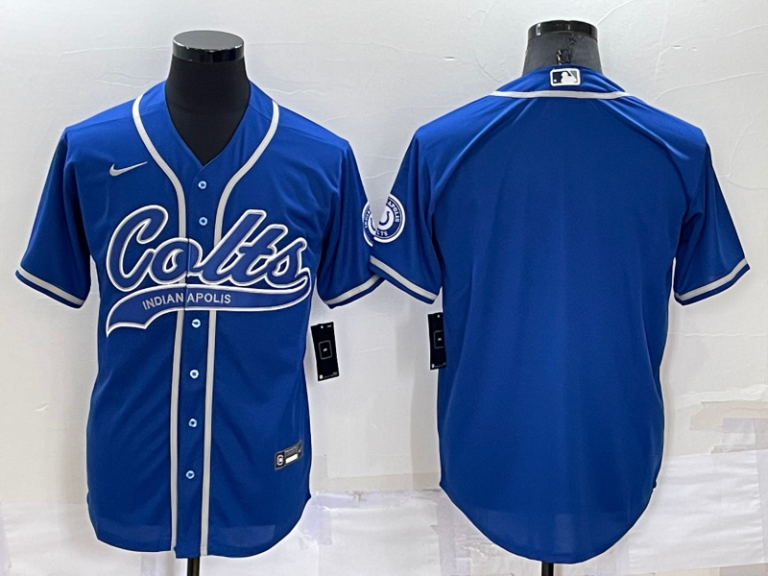 Men Indianapolis Colts Blank Blue Stitched MLB Cool Base Baseball Jersey