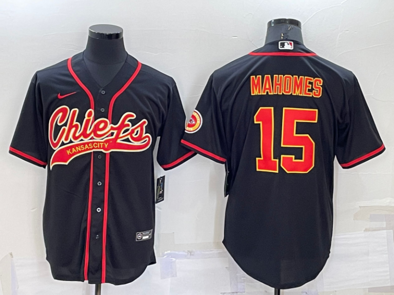 Men Kansas City Chiefs Patrick Mahomes Black Stitched Cool Base Baseball Jersey