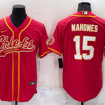Men Kansas City Chiefs Patrick Mahomes Red Stitched Cool Base Baseball Jersey