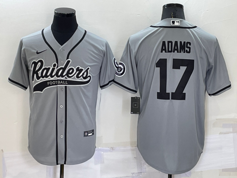 Men Las Vegas Raiders #17 Davante Adams Grey Stitched MLB Cool Base Baseball Jersey