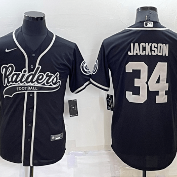 Men Las Vegas Raiders #34 Bo Jackson Black Stitched MLB Cool Base Baseball Jersey