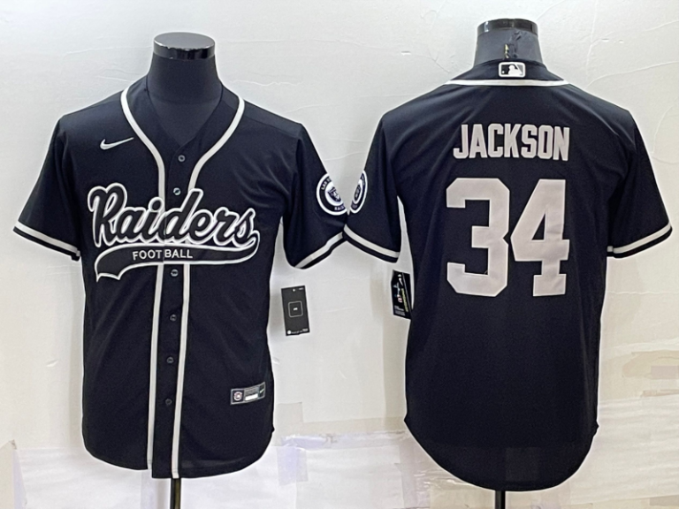 Men Las Vegas Raiders #34 Bo Jackson Black Stitched MLB Cool Base Baseball Jersey