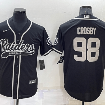 Men Las Vegas Raiders #98 Maxx Crosby Black Stitched MLB Cool Base Baseball Jersey