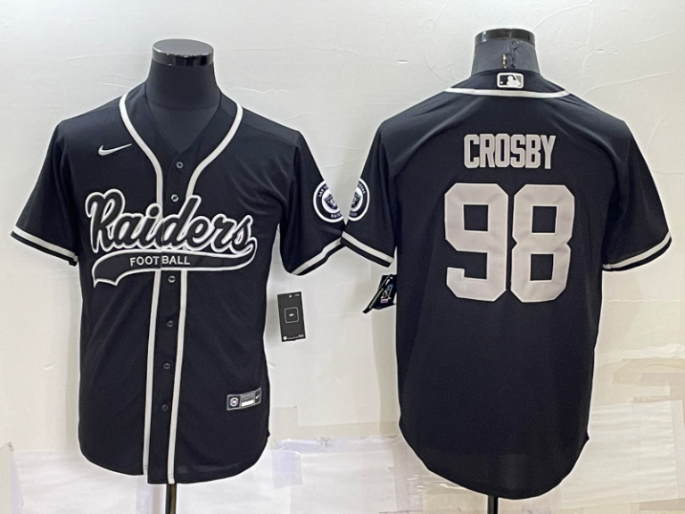 Men Las Vegas Raiders #98 Maxx Crosby Black Stitched MLB Cool Base Baseball Jersey