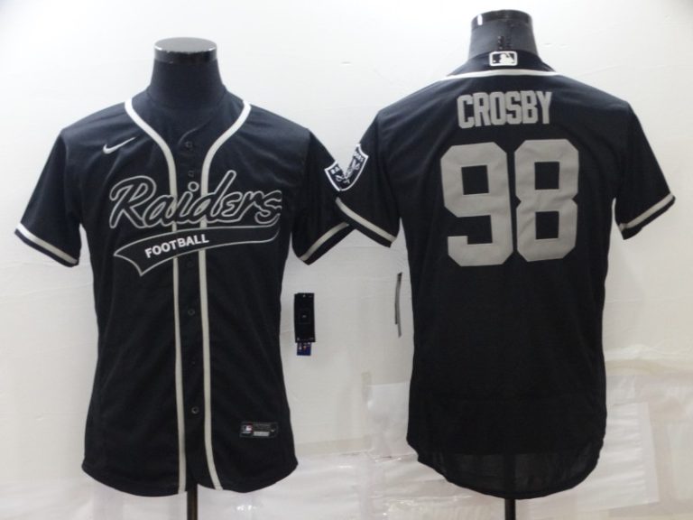 Men Las Vegas Raiders #98 Maxx Crosby Black Stitched MLB Flex Base Baseball Jersey