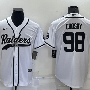 Men Las Vegas Raiders #98 Maxx Crosby White Stitched MLB Cool Base Baseball Jersey