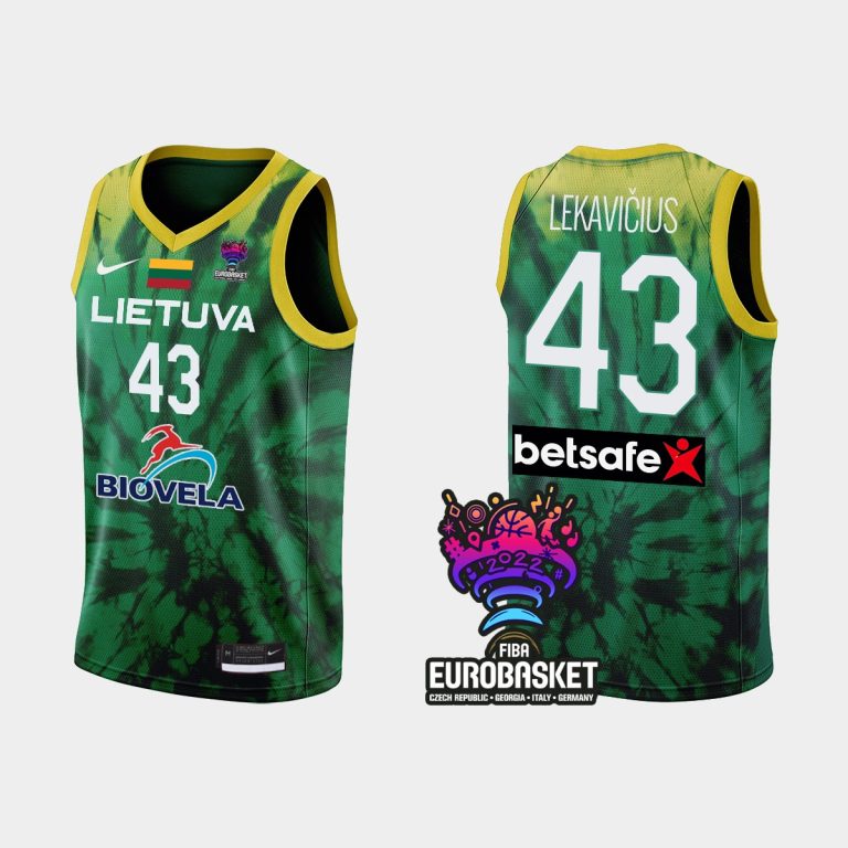 Men Lithuania FIBA Eurobasket 2022 Lukas Lekavicius Green Jersey