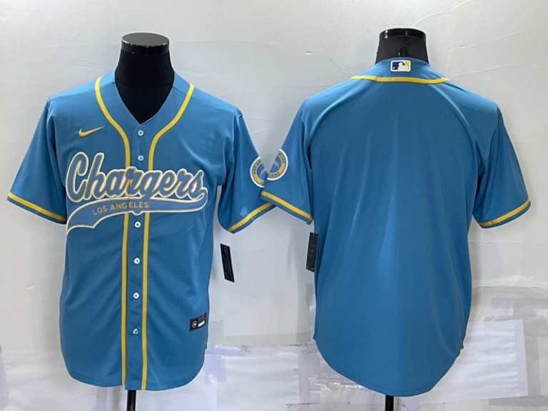 Men Los Angeles Chargers Blank Light Blue Stitched MLB Cool Base Baseball Jersey