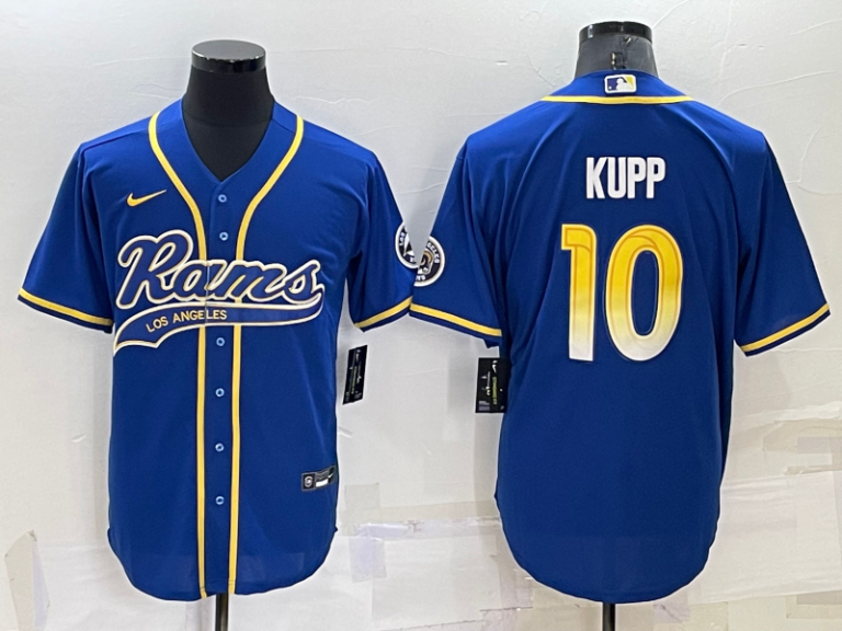Men Los Angeles Rams #10 Cooper Kupp Blue Stitched Cool Base Baseball Jersey