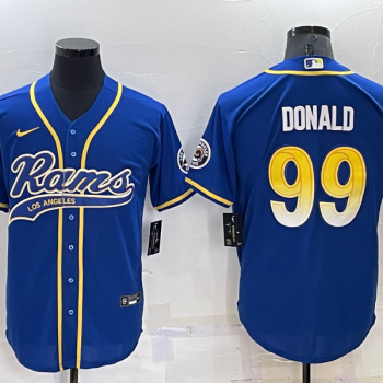 Men Los Angeles Rams #99 Aaron Donald Blue Stitched Cool Base Baseball Jersey