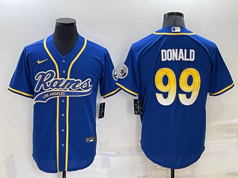 Men Los Angeles Rams #99 Aaron Donald Blue Stitched Cool Base Baseball Jersey