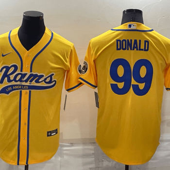 Men Los Angeles Rams #99 Aaron Donald Yellow Stitched Cool Base Baseball Jersey