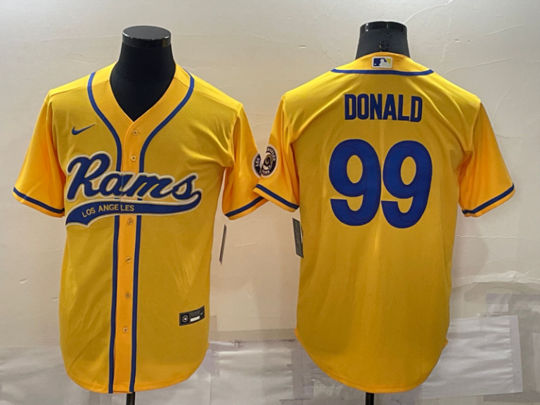 Men Los Angeles Rams #99 Aaron Donald Yellow Stitched Cool Base Baseball Jersey