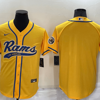 Men Los Angeles Rams Blank Yellow Stitched MLB Cool Base Baseball Jersey