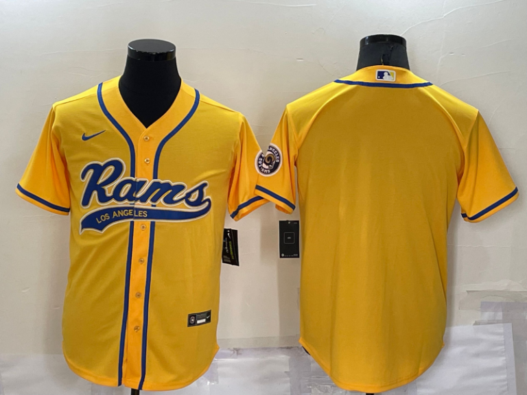 Men Los Angeles Rams Blank Yellow Stitched MLB Cool Base Baseball Jersey