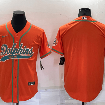Men Miami Dolphins Blank Orange Stitched Cool Base Baseball Jersey