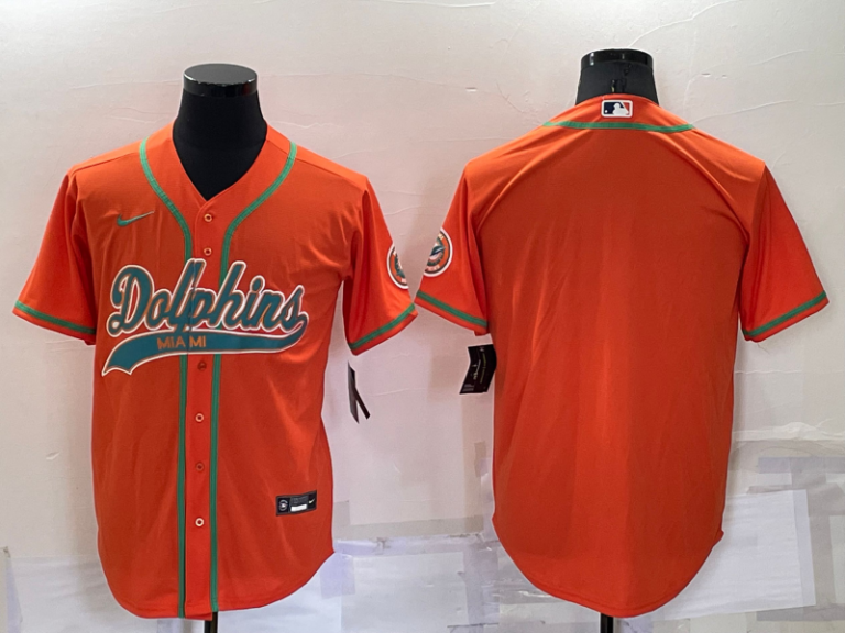 Men Miami Dolphins Blank Orange Stitched Cool Base Baseball Jersey