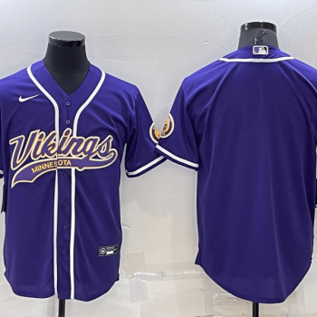 Men Minnesota Vikings Blank Purple Stitched MLB Cool Base Baseball Jersey