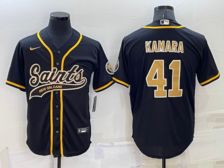 Men New Orleans Saints #41 Alvin Kamara Black Stitched MLB Cool Base Baseball Jersey