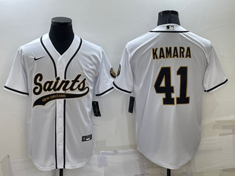 Men New Orleans Saints #41 Alvin Kamara White Stitched MLB Cool Base Baseball Jersey