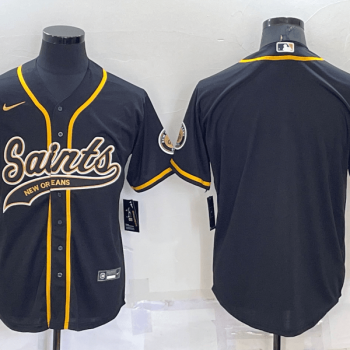 Men New Orleans Saints Blank Black Stitched Cool Base Baseball Jersey