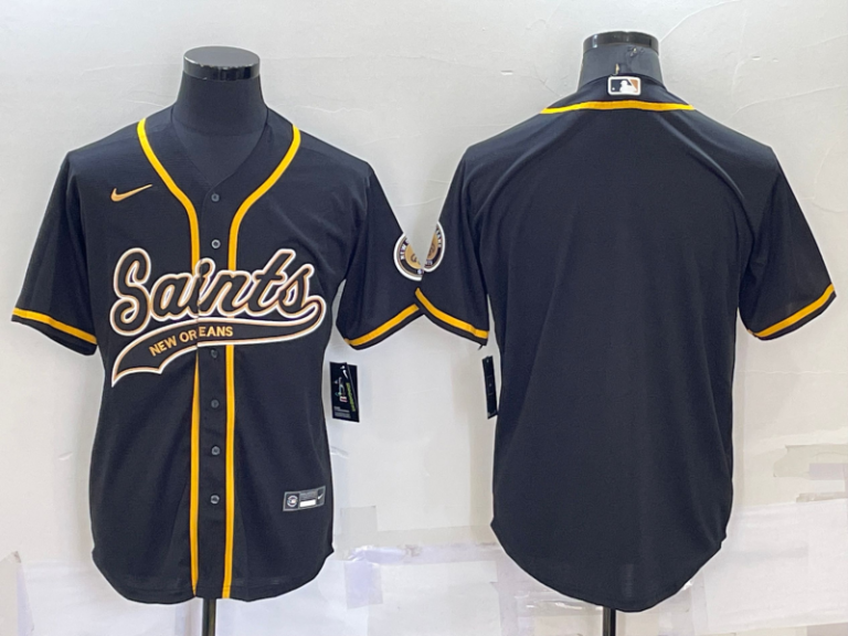 Men New Orleans Saints Blank Black Stitched Cool Base Baseball Jersey
