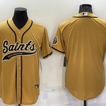 Men New Orleans Saints Blank Gold Stitched Cool Base Baseball Jersey