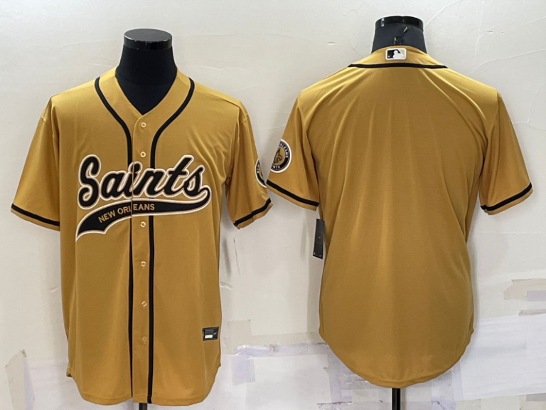 Men New Orleans Saints Blank Gold Stitched Cool Base Baseball Jersey