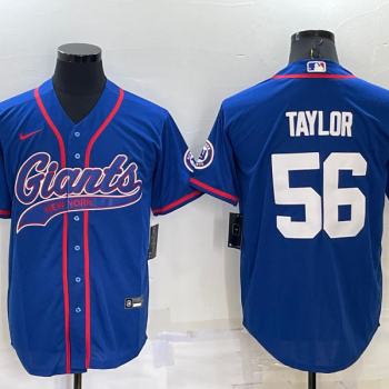 Men New York Giants #56 Lawrence Taylor Blue Stitched MLB Cool Base Baseball Jersey