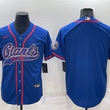 Men New York Giants Blank Blue Cool Base Stitched Baseball Jersey