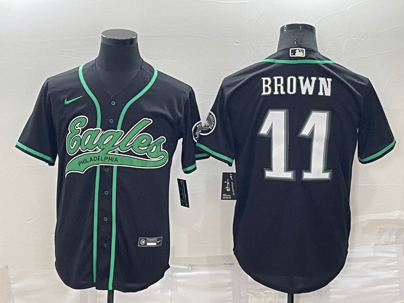 Men Philadelphia Eagles #11 AJ Brown Black Stitched Cool Base Baseball  Jersey – Choose Your Style With Us