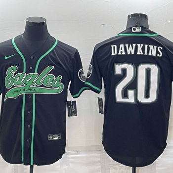 Men Philadelphia Eagles #20 Brian Dawkins Black Stitched Cool Base Baseball Jersey