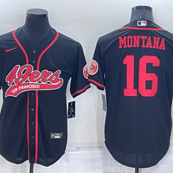 Men San Francisco 49ers #16 Joe Montana Black Stitched Cool Base Baseball Jersey