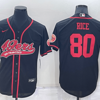 Men San Francisco 49ers #80 Jerry Rice Black Stitched Cool Base Baseball Jersey
