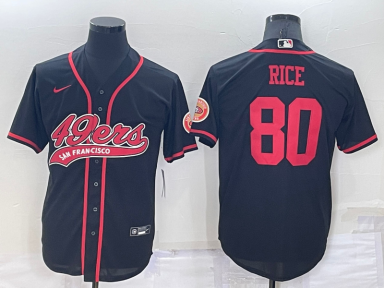 Men San Francisco 49ers #80 Jerry Rice Black Stitched Cool Base Baseball Jersey